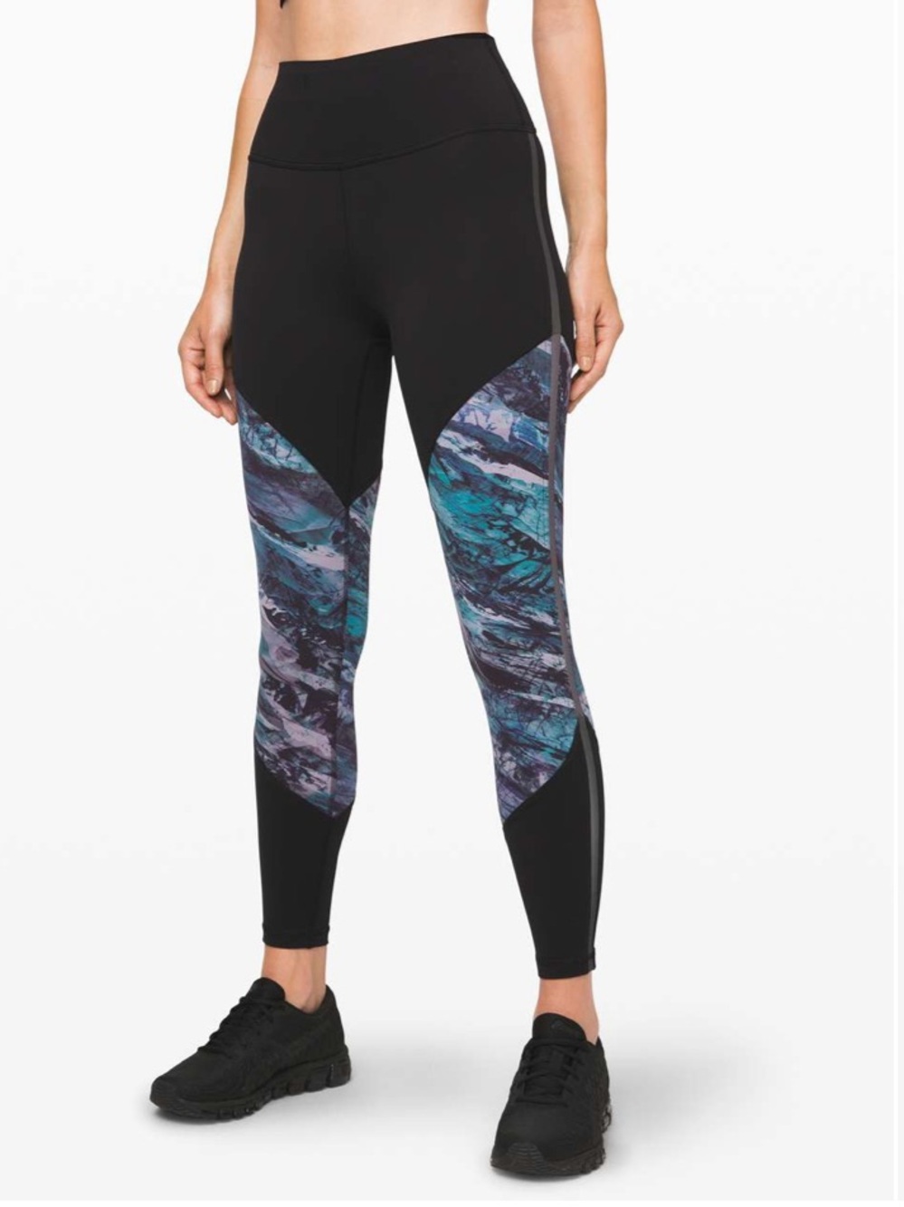 Lululemon Run To Rest Tight 25” Black Frozen Island Multi Size 8